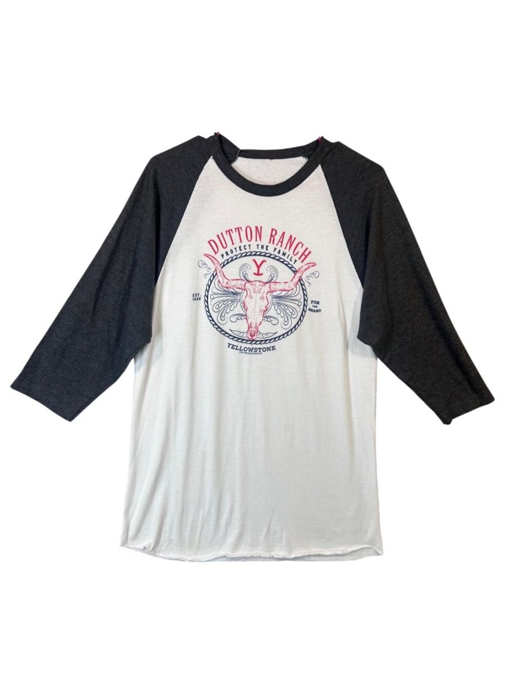 Dutton Ranch Raglan T-Shirt Yellowstone Graphic Long Sleeve Unisex Large EUC